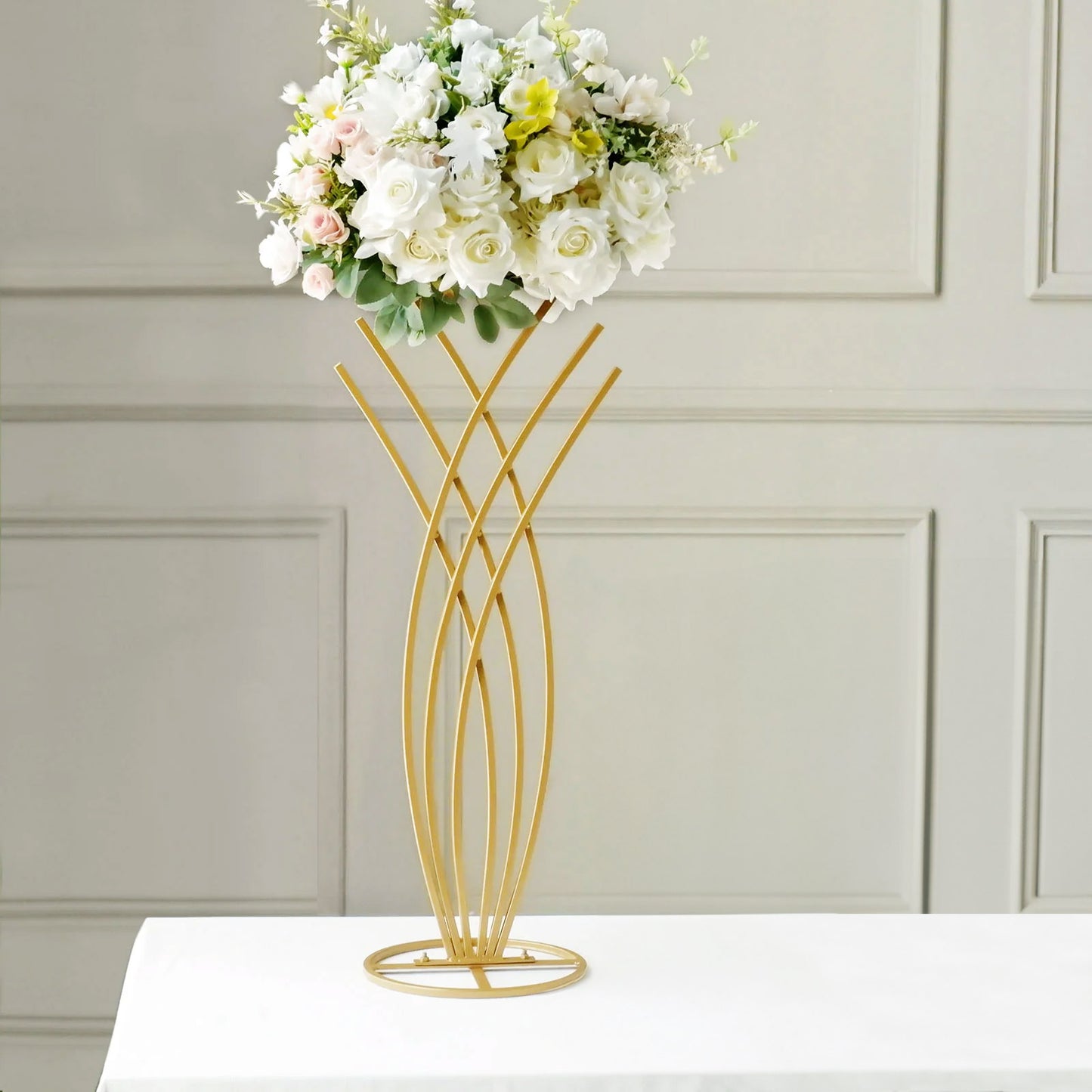 2ft Tall Gold Metal Mermaid Tail Flower Frame Table Centerpiece, Wedding Floral Display Stand