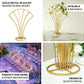 Gold metal scalloped fan shape flower frame centerpiece.