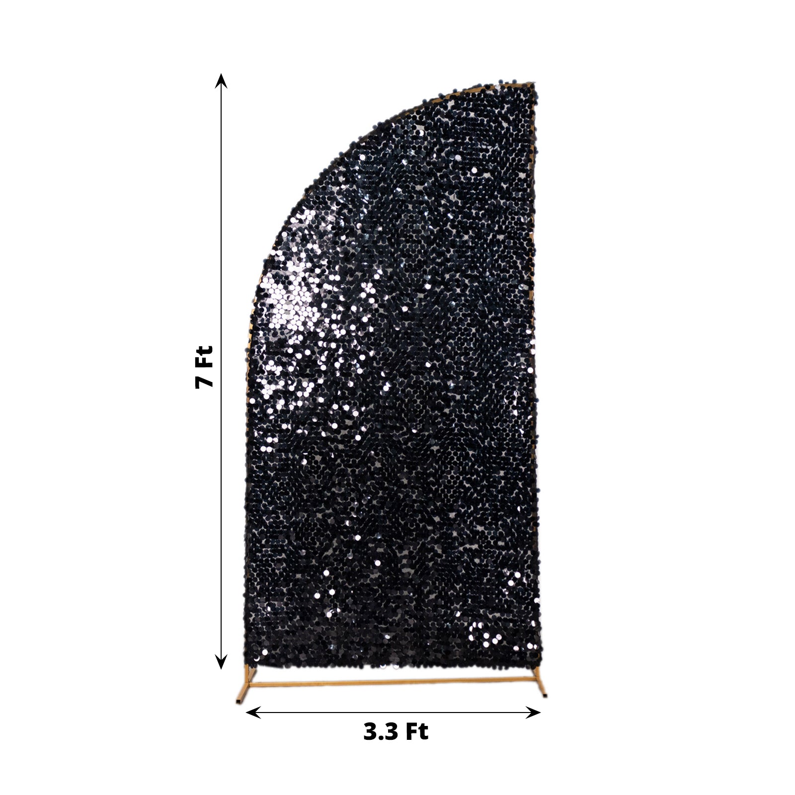 7ft Black Double Sided Big Payette Sequin Chiara Wedding Arch Cover For Half Moon Backdrop Stand