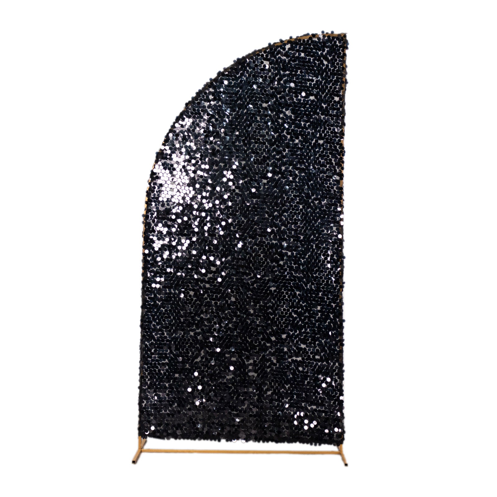 7ft Black Double Sided Big Payette Sequin Chiara Wedding Arch Cover For Half Moon Backdrop Stand