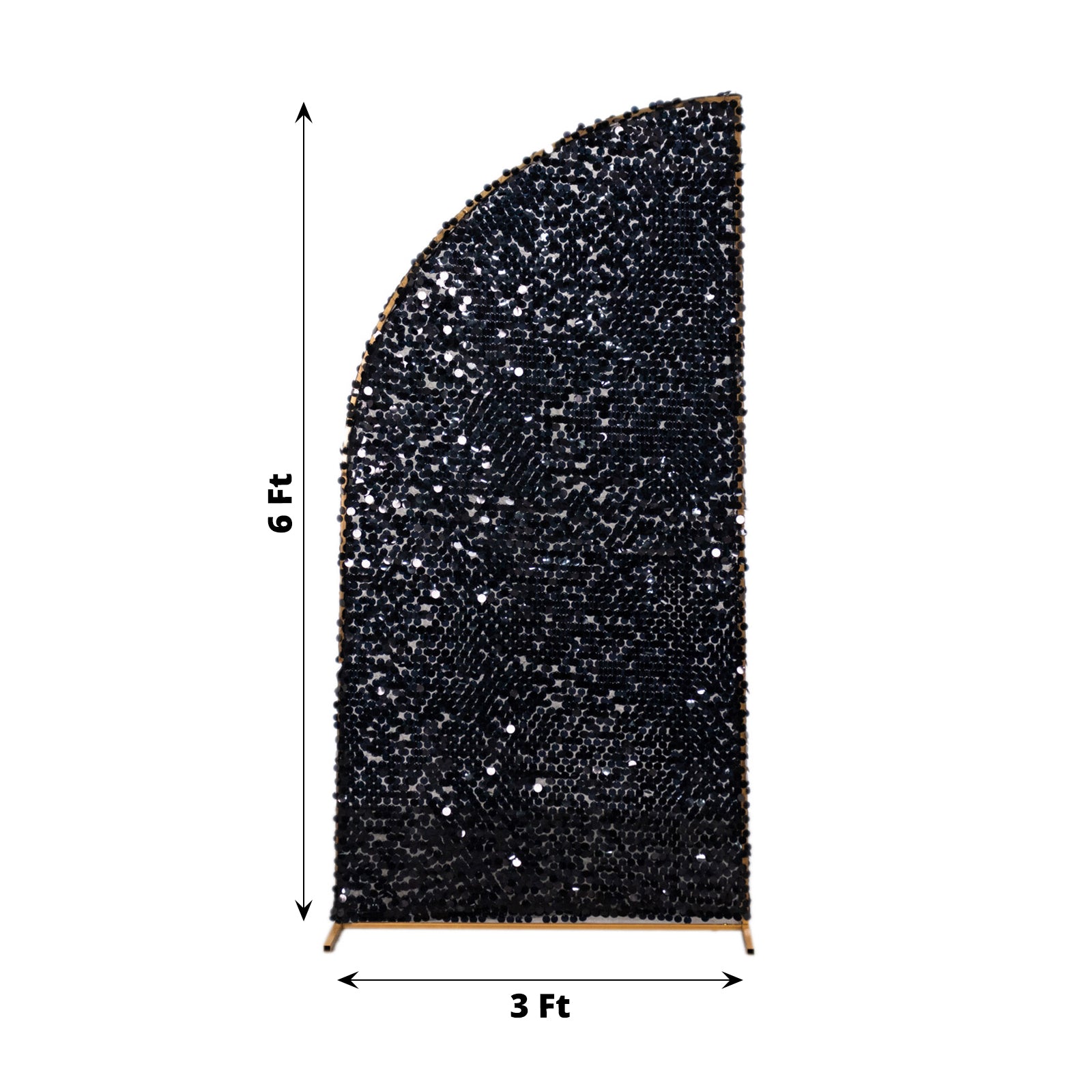 6ft Black Double Sided Big Payette Sequin Chiara Wedding Arch Cover For Half Moon Backdrop Stand