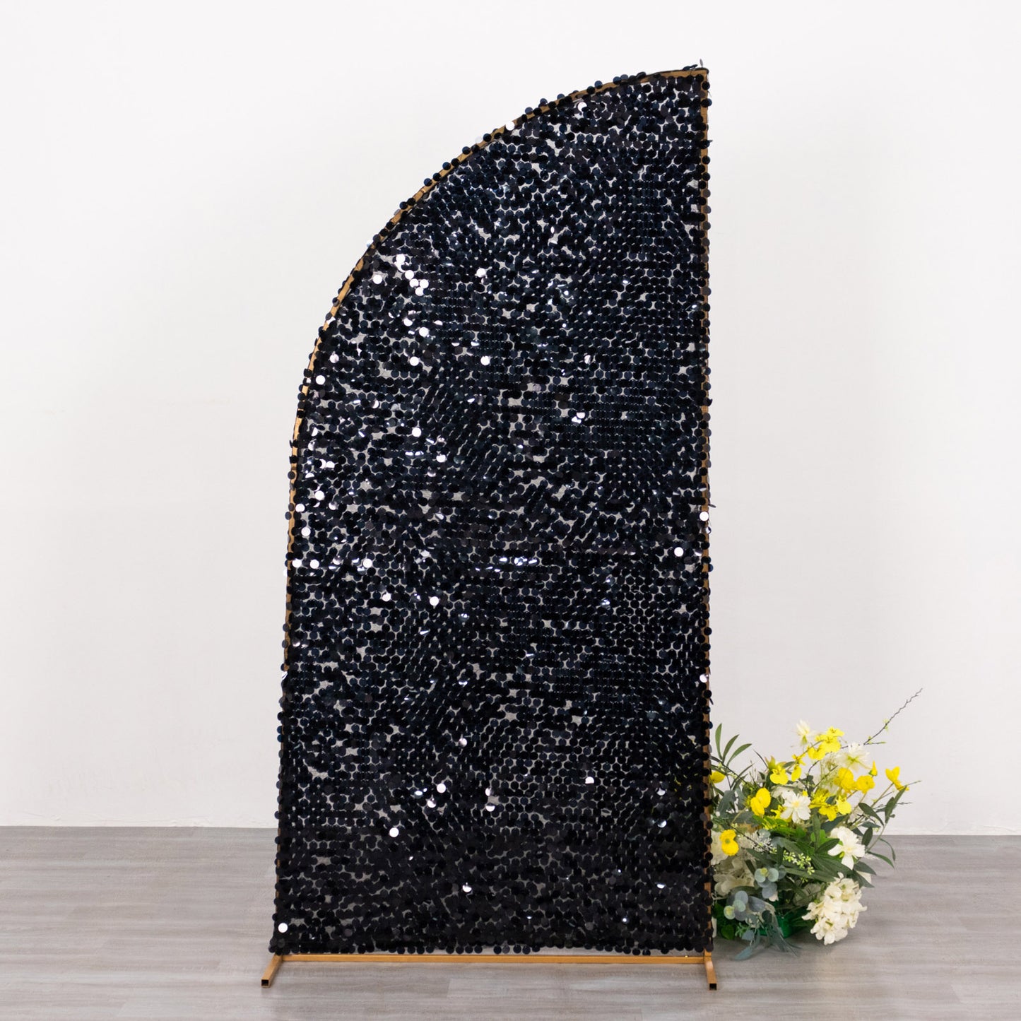 6ft Black Double Sided Big Payette Sequin Chiara Wedding Arch Cover For Half Moon Backdrop Stand