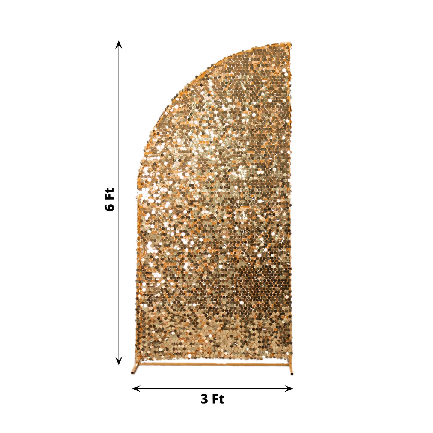 6ft Gold Double Sided Big Payette Sequin Chiara Wedding Arch Cover For Half Moon Backdrop Stand