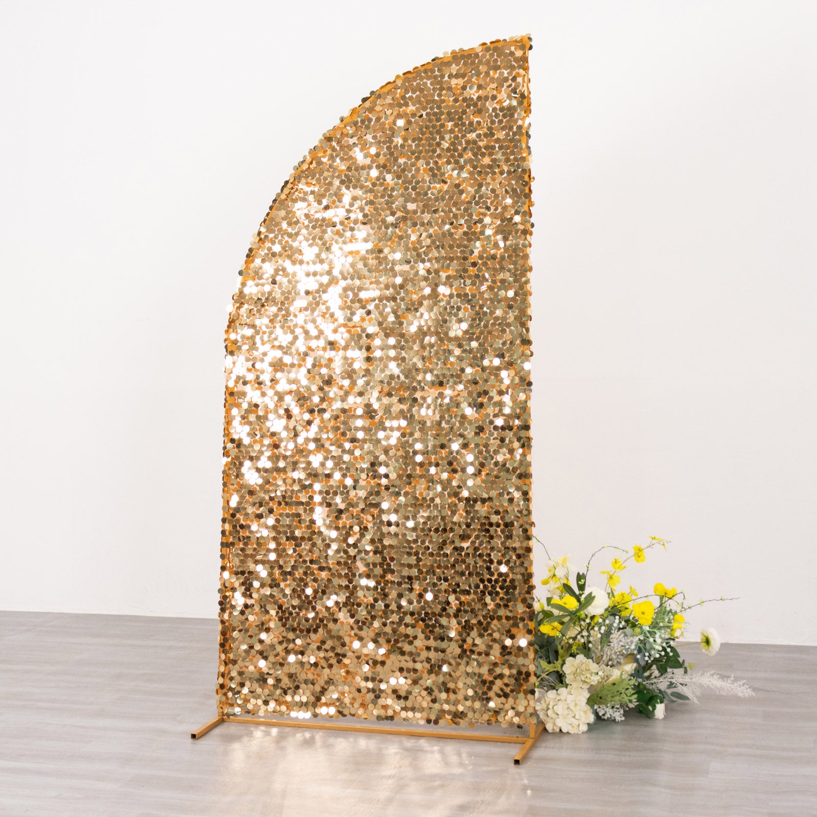 6ft Gold Double Sided Big Payette Sequin Chiara Wedding Arch Cover For Half Moon Backdrop Stand