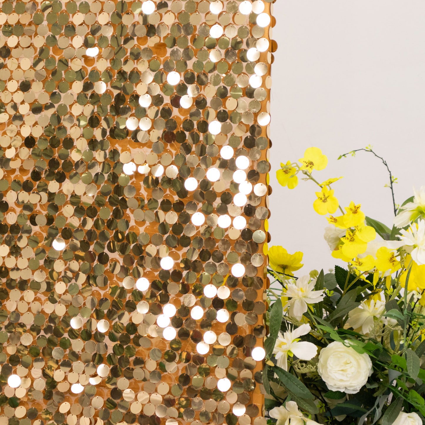 6ft Gold Double Sided Big Payette Sequin Chiara Wedding Arch Cover For Half Moon Backdrop Stand