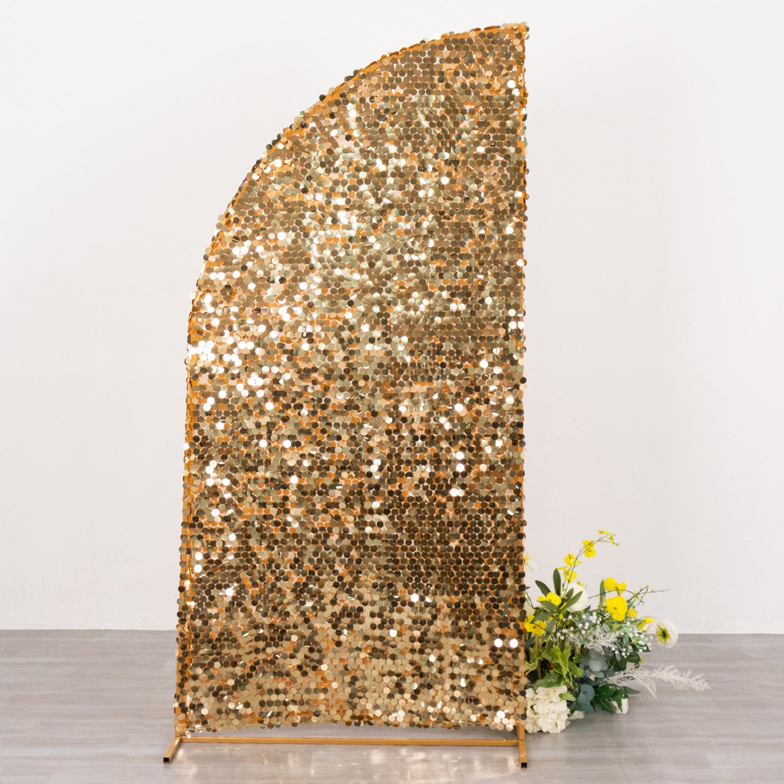 6ft Gold Double Sided Big Payette Sequin Chiara Wedding Arch Cover For Half Moon Backdrop Stand