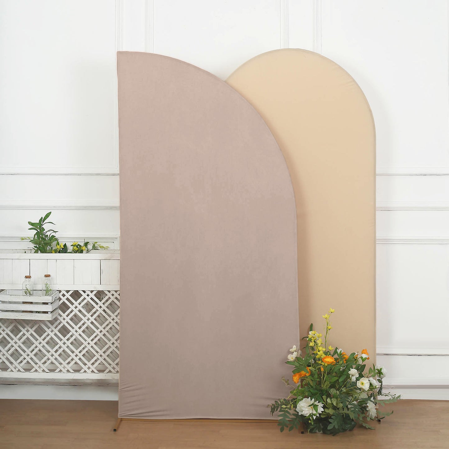 7ft Matte Nude Fitted Spandex Half Moon Wedding Arch Cover