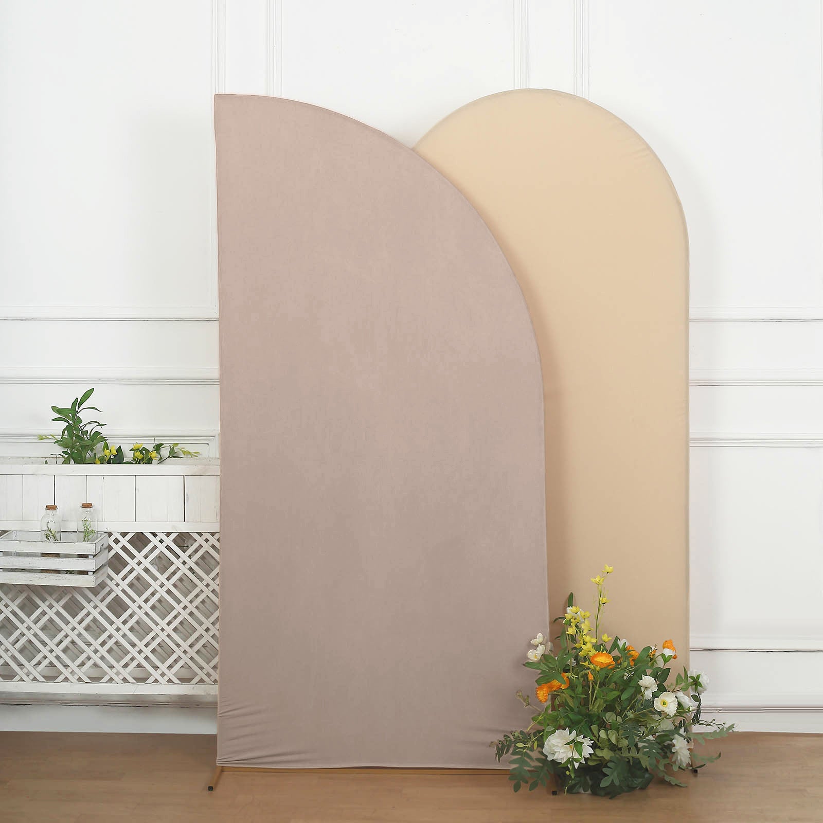 7ft Matte Nude Fitted Spandex Half Moon Wedding Arch Cover