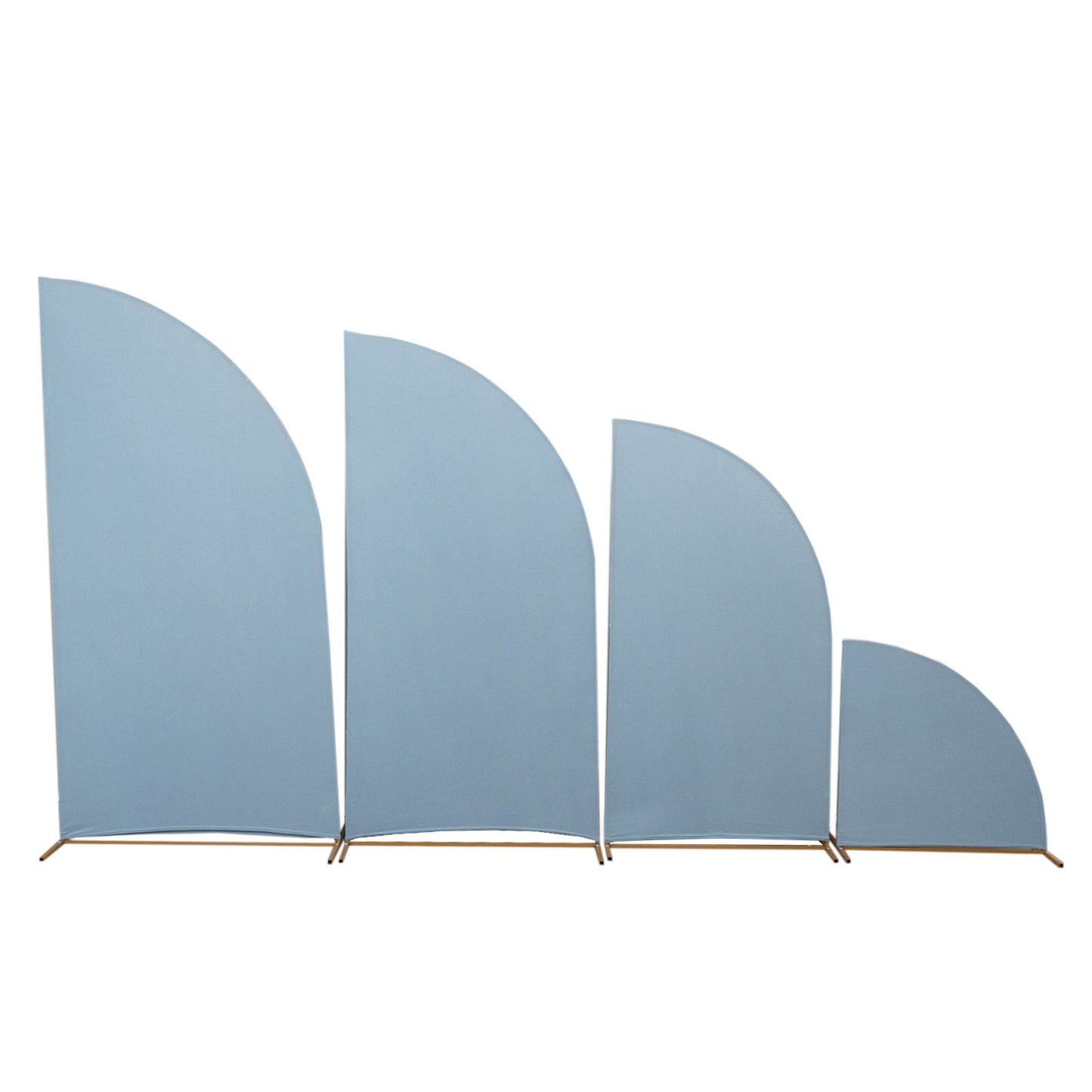 Set of 4 | Matte Dusty Blue Spandex Half Moon Chiara Backdrop Stand Covers, Custom Fitted Wedding Arch Covers - 2.5ft,5ft,6ft,7ft