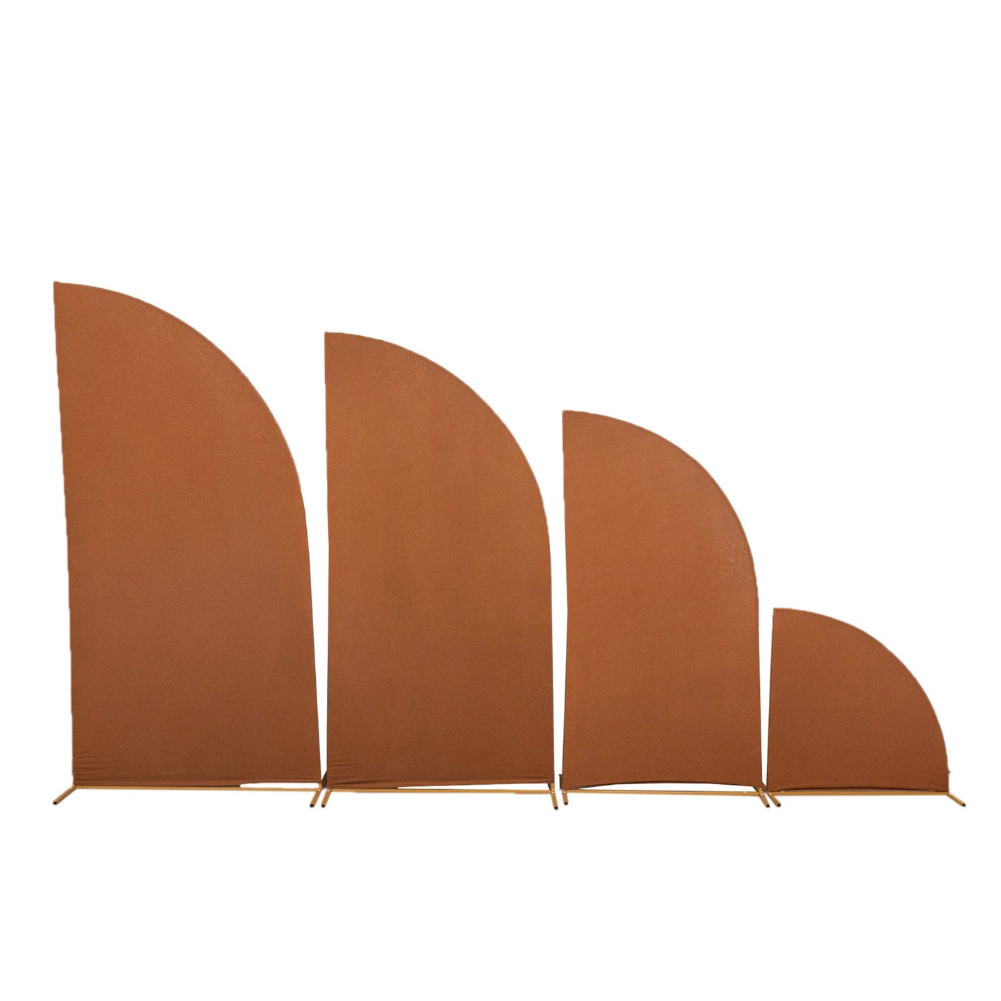 Set of 4 | Matte Cinnamon Brown Spandex Half Moon Chiara Backdrop Stand Covers, Custom Fitted Wedding Arch Covers - 2.5ft,5ft,6ft,7ft