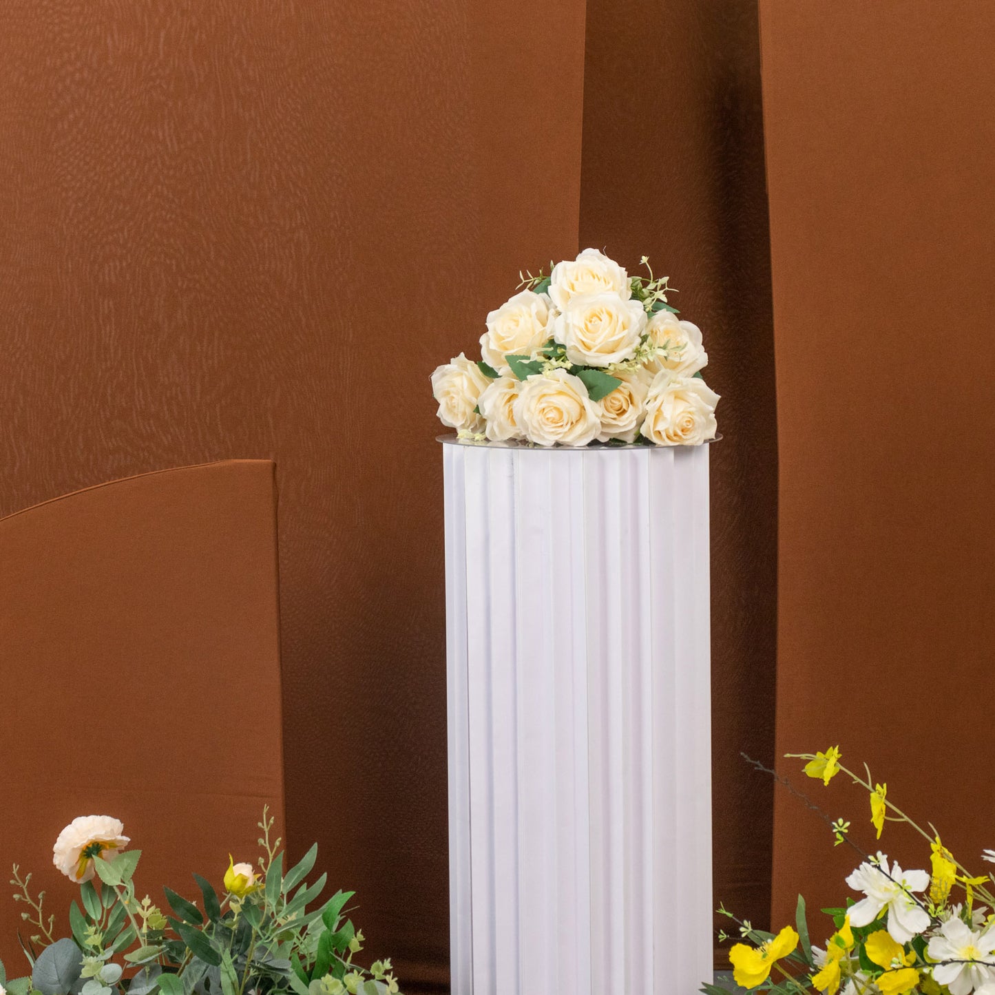 Set of 4 | Matte Cinnamon Brown Spandex Half Moon Chiara Backdrop Stand Covers, Custom Fitted Wedding Arch Covers - 2.5ft,5ft,6ft,7ft