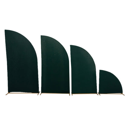 Set of 4 | Matte Hunter Emerald Green Spandex Half Moon Chiara Backdrop Stand Covers, Custom Fitted Wedding Arch Covers - 2.5ft,5ft,6ft,7ft