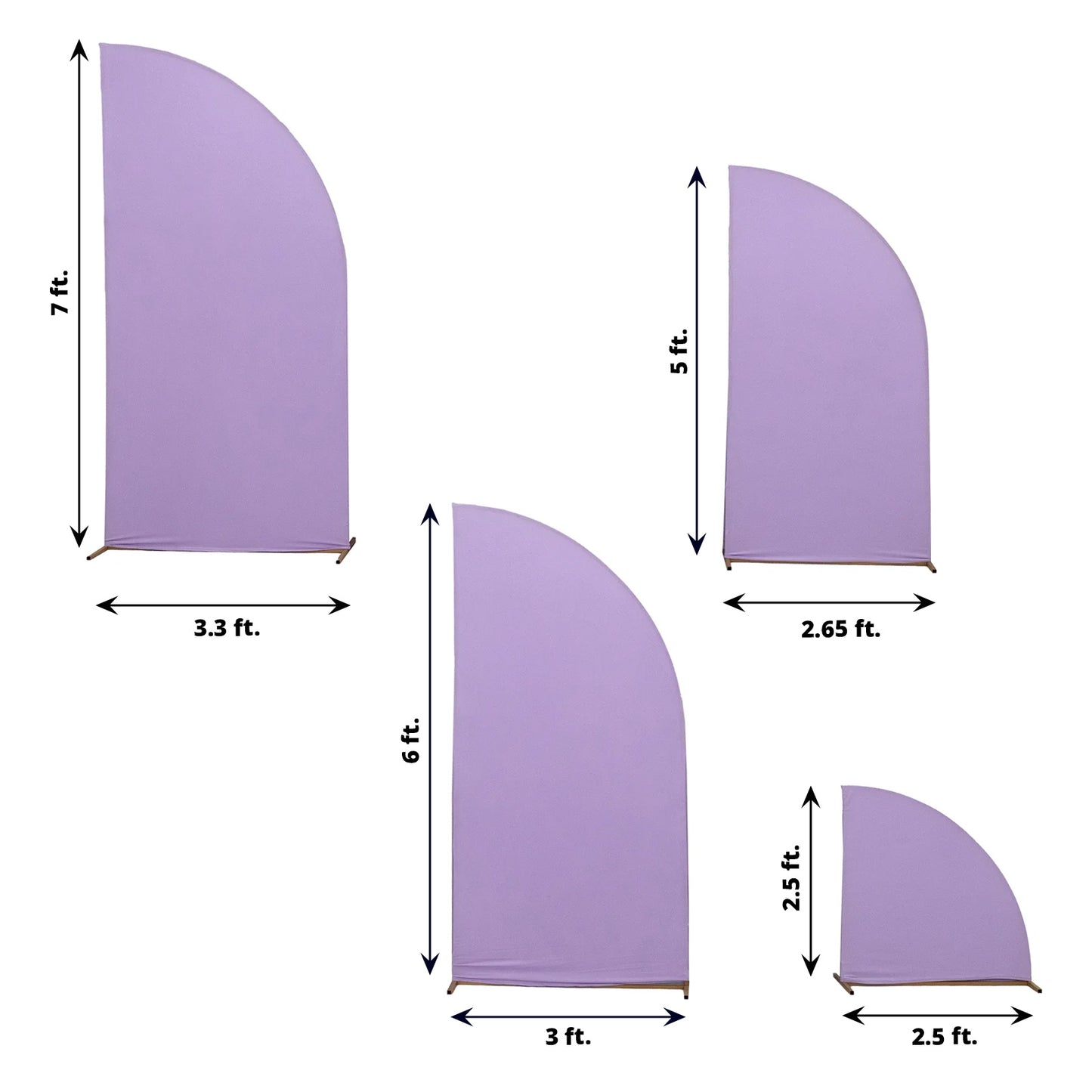 Set of 4 Matte Lavender Lilac Spandex Half Moon Chiara Backdrop Stand Covers, Custom Fitted Wedding Arch Covers - 2.5ft,5ft,6ft,7ft