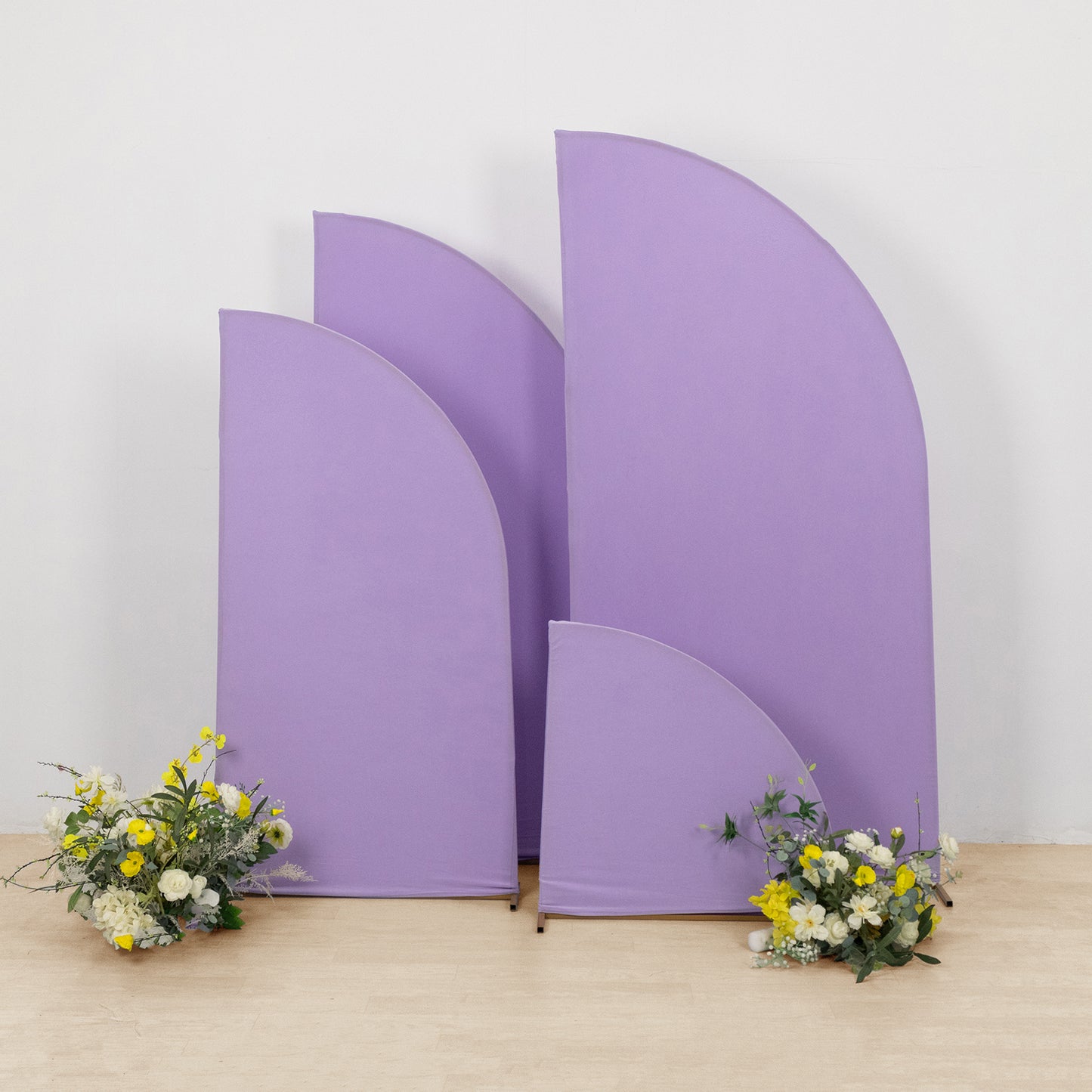 Set of 4 Matte Lavender Lilac Spandex Half Moon Chiara Backdrop Stand Covers, Custom Fitted Wedding Arch Covers - 2.5ft,5ft,6ft,7ft