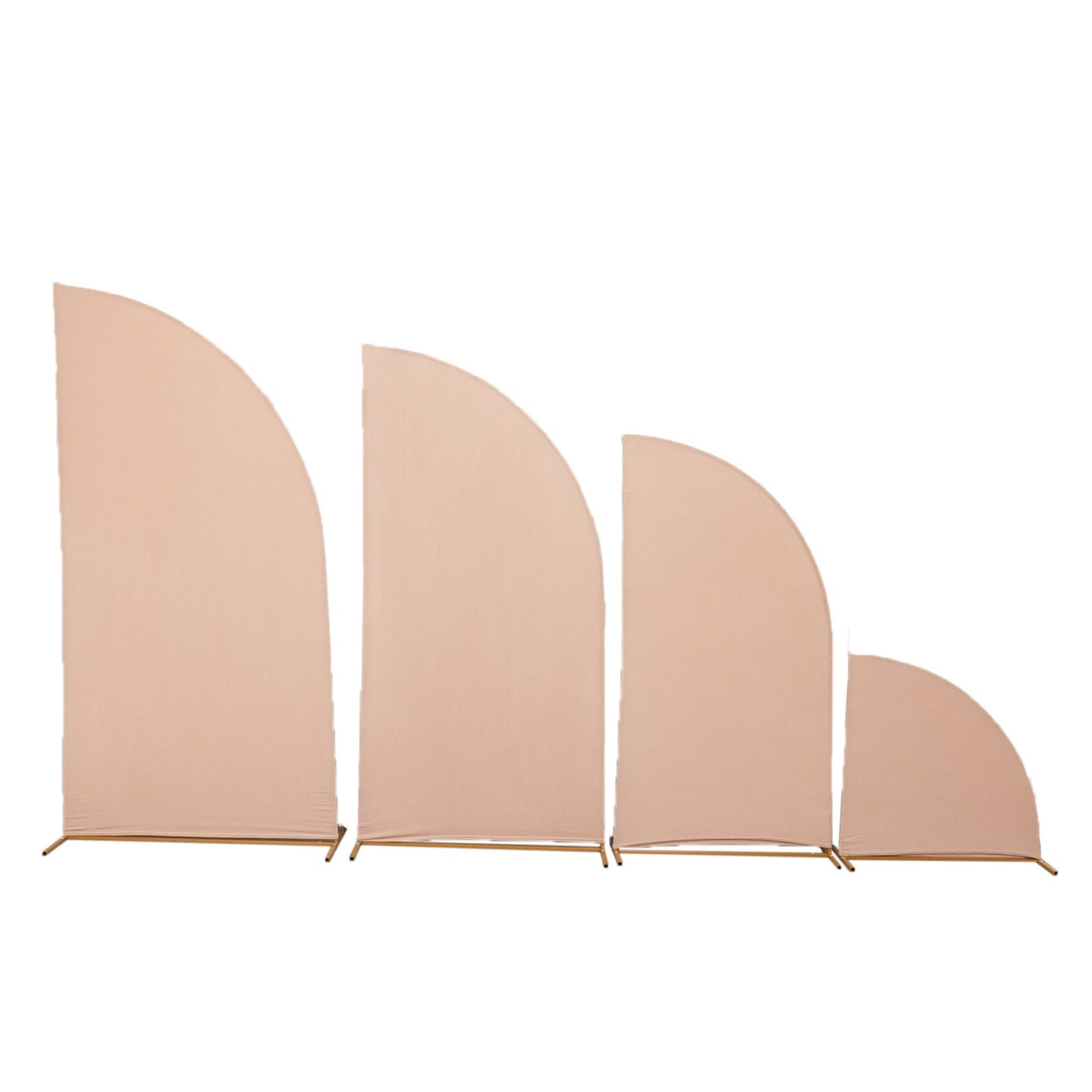 Set of 4 | Matte Nude Spandex Half Moon Chiara Backdrop Stand Covers, Custom Fitted Wedding Arch Covers - 2.5ft,5ft,6ft,7ft