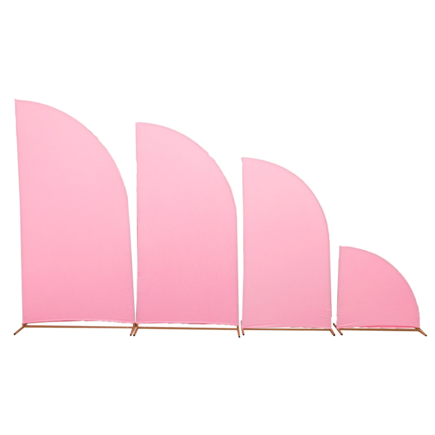 Set of 4 | Matte Pink Spandex Half Moon Chiara Backdrop Stand Covers, Custom Fitted Wedding Arch Covers - 2.5ft,5ft,6ft,7ft