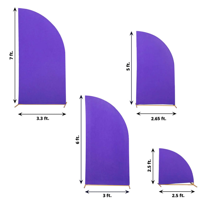 Set of 4 | Matte Purple Spandex Half Moon Chiara Backdrop Stand Covers, Custom Fitted Wedding Arch Covers - 2.5ft,5ft,6ft,7ft