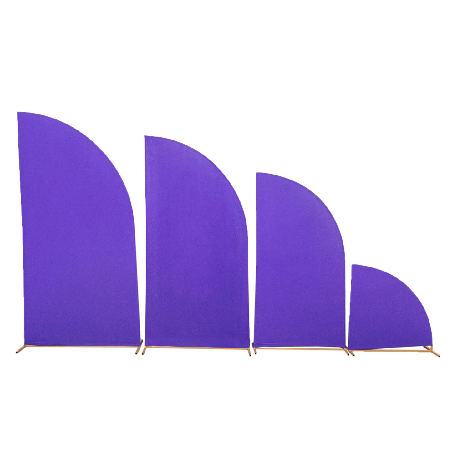 Set of 4 | Matte Purple Spandex Half Moon Chiara Backdrop Stand Covers, Custom Fitted Wedding Arch Covers - 2.5ft,5ft,6ft,7ft