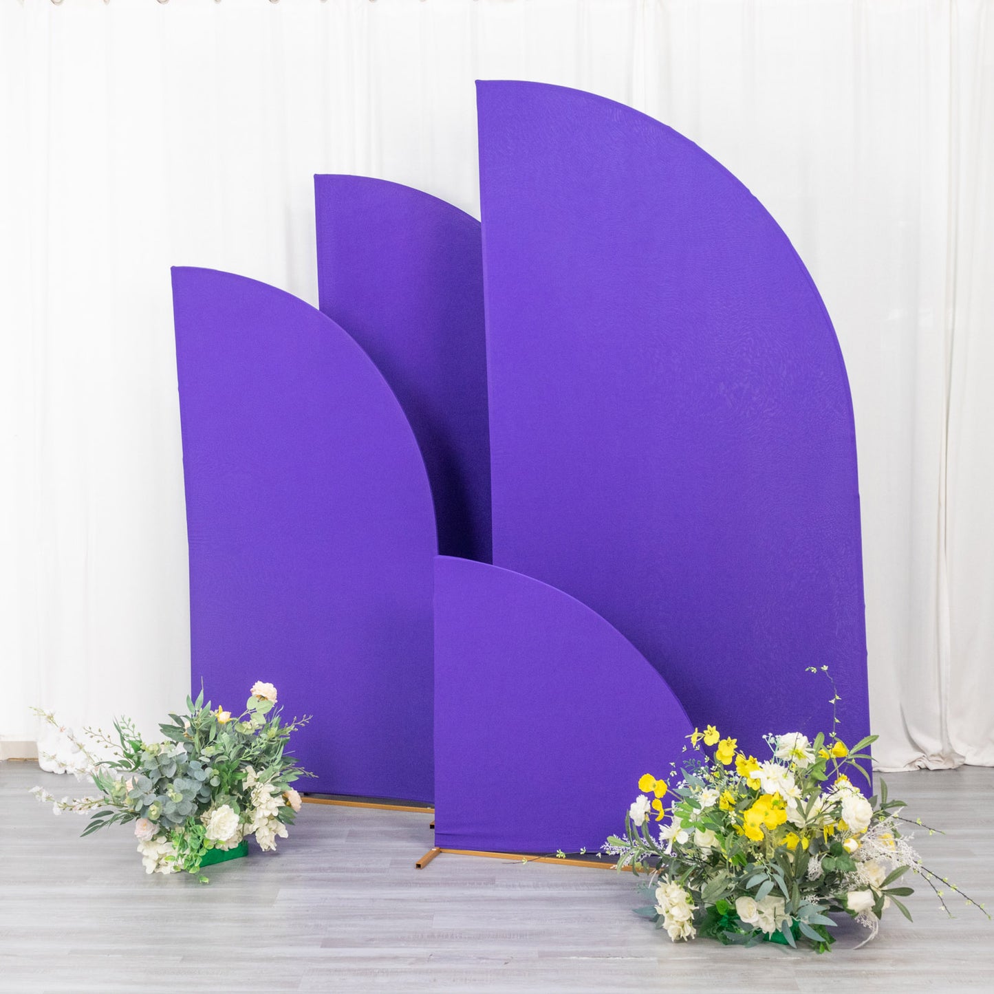 Set of 4 | Matte Purple Spandex Half Moon Chiara Backdrop Stand Covers, Custom Fitted Wedding Arch Covers - 2.5ft,5ft,6ft,7ft