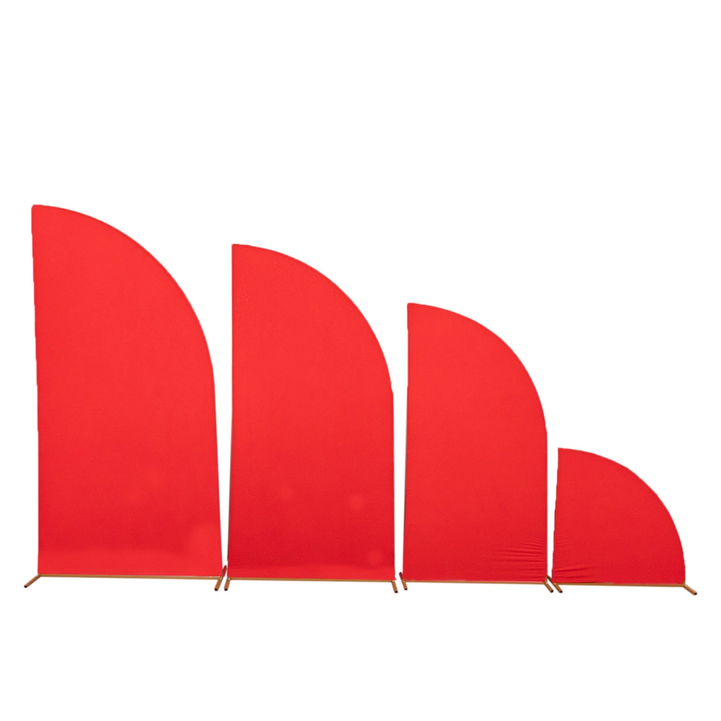 Set of 4 | Matte Red Spandex Half Moon Chiara Backdrop Stand Covers, Custom Fitted Wedding Arch Covers - 2.5ft,5ft,6ft,7ft