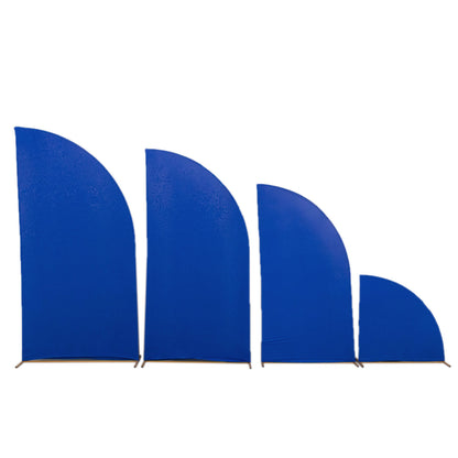 Set of 4 | Matte Royal Blue Spandex Half Moon Chiara Backdrop Stand Covers, Custom Fitted Wedding Arch Covers - 2.5ft,5ft,6ft,7ft