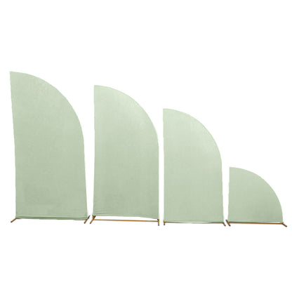 Set of 4 | Matte Sage Green Spandex Half Moon Chiara Backdrop Stand Covers, Custom Fitted Wedding Arch Covers - 2.5ft,5ft,6ft,7ft