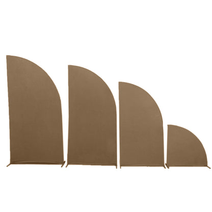 Set of 4 | Matte Taupe Spandex Half Moon Chiara Backdrop Stand Covers, Custom Fitted Wedding Arch Covers - 2.5ft,5ft,6ft,7ft