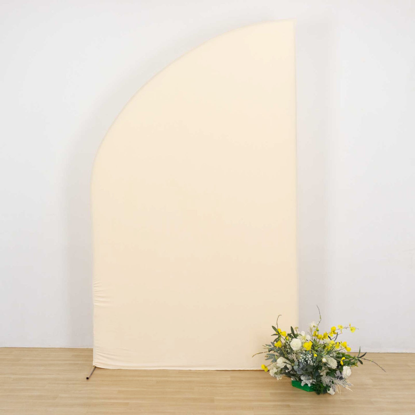8ft Beige Spandex Fitted Wedding Arch Cover For Half Moon Top Chiara Backdrop Stand