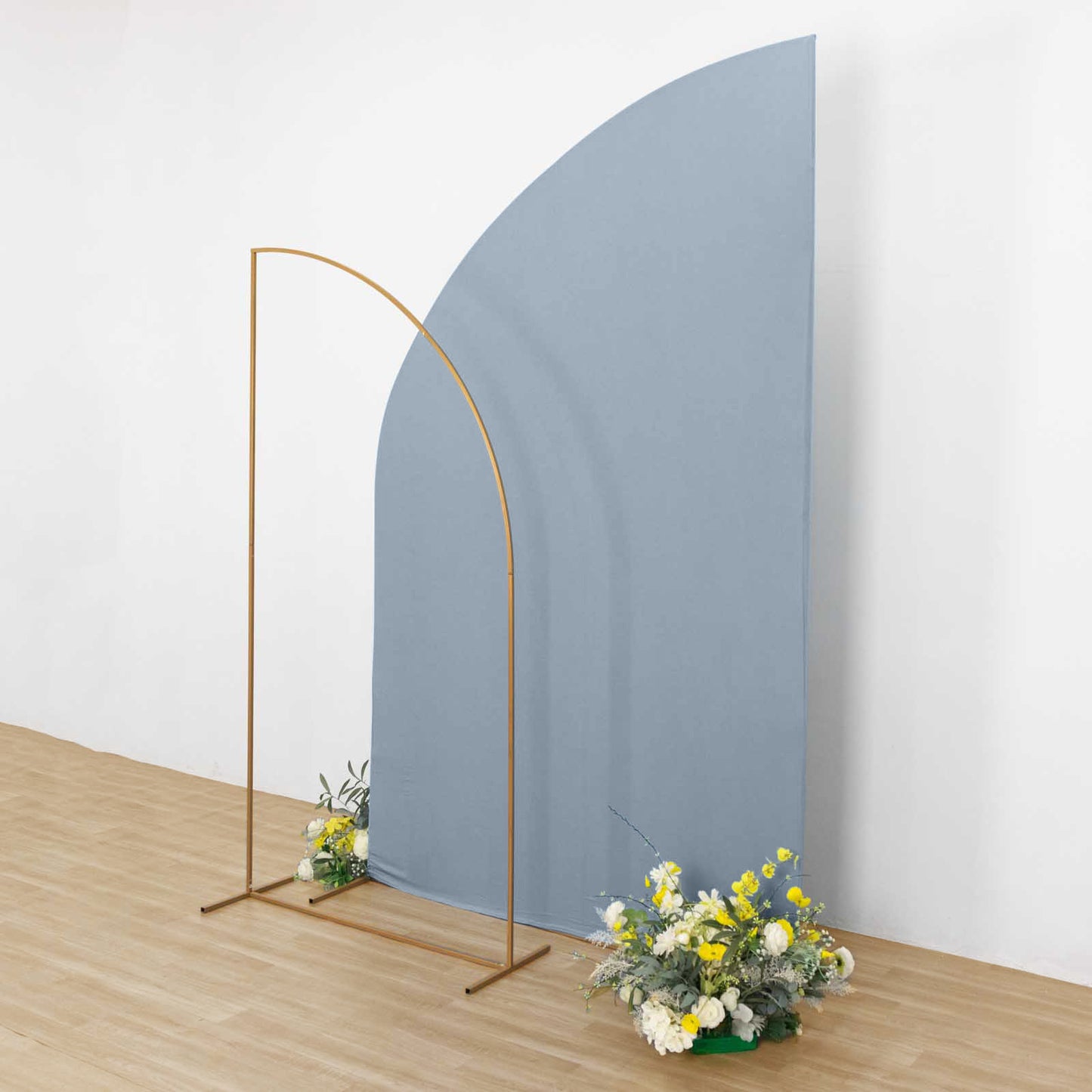 8ft Dusty Blue Spandex Fitted Wedding Arch Cover For Half Moon Top Chiara Backdrop Stand