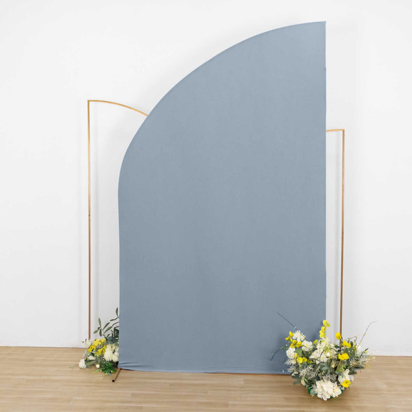 8ft Dusty Blue Spandex Fitted Wedding Arch Cover For Half Moon Top Chiara Backdrop Stand