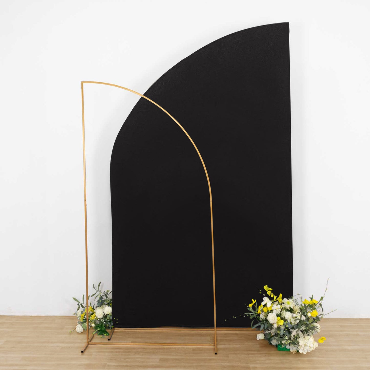 8ft Black Spandex Fitted Wedding Arch Cover For Half Moon Top Chiara Backdrop Stand