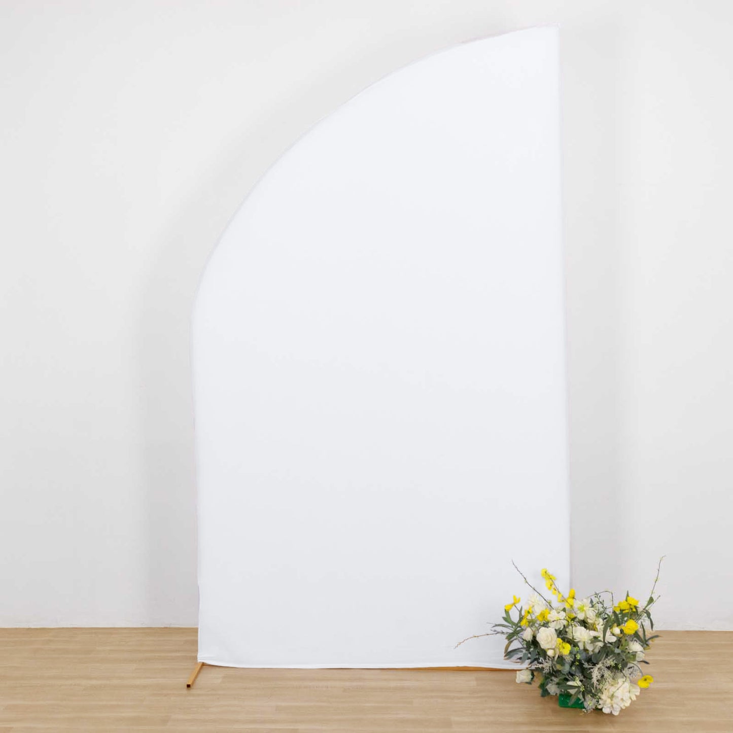 8ft White Spandex Fitted Wedding Arch Cover For Half Moon Top Chiara Backdrop Stand