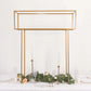 Gold metal floral arrangement tabletop display rack centerpiece stand.