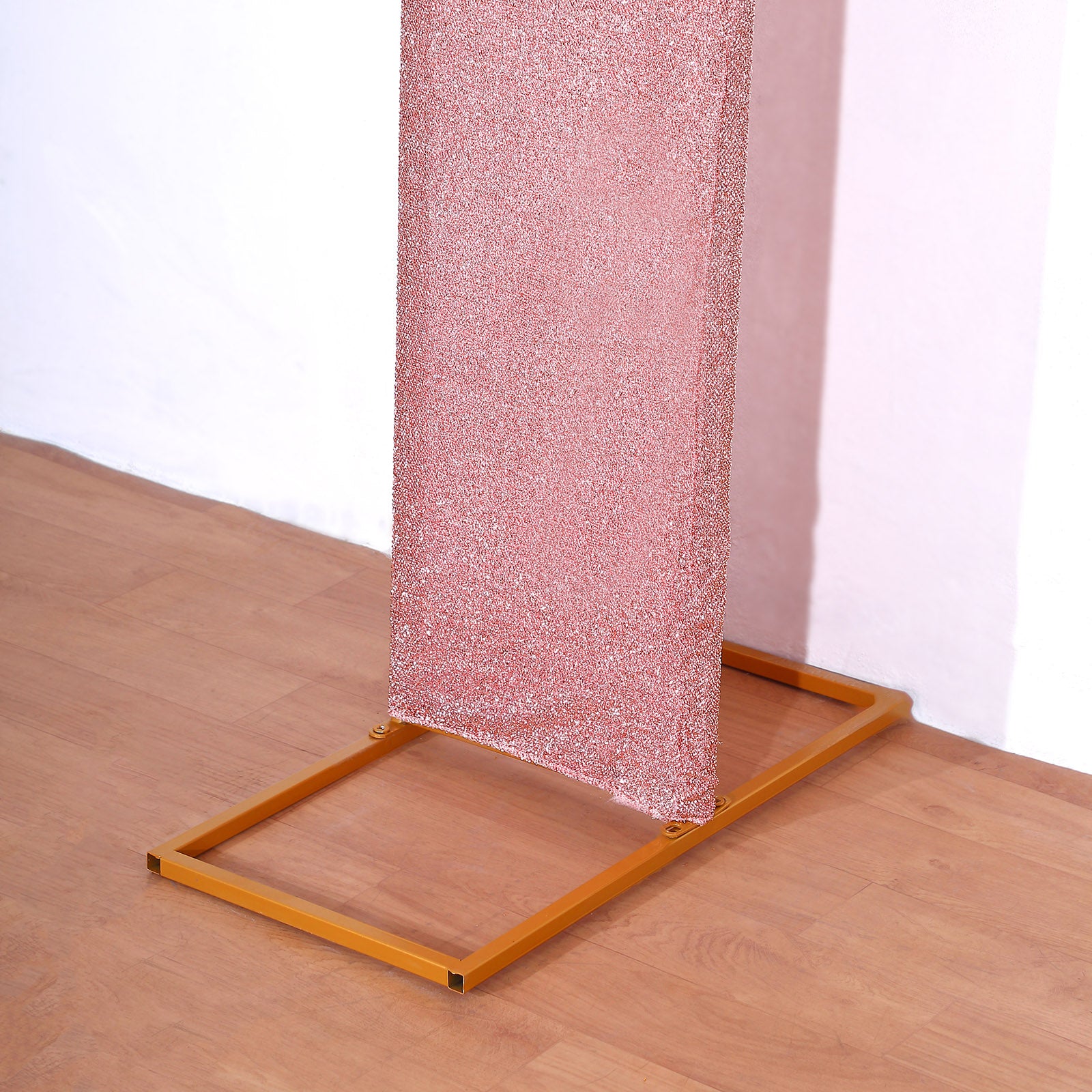 7ft Rose Gold Shimmer Tinsel Wedding Arch Cover with Double-Sided Design