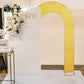 8ft Gold Spandex Fitted U-Shaped Wedding Arch Cover With Shimmer Tinsel Finish, Double-Sided Open Arch Backdrop Slipcover