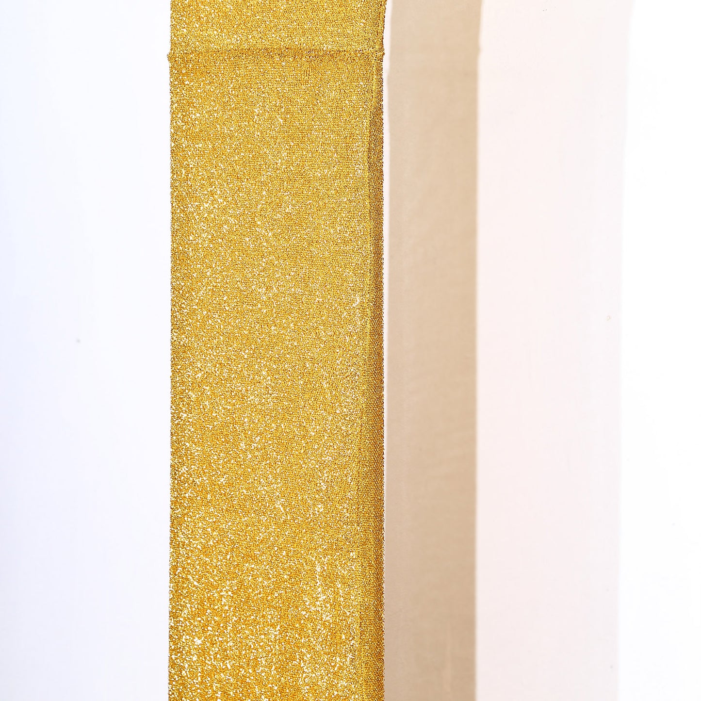 8ft Gold Spandex Fitted U-Shaped Wedding Arch Cover With Shimmer Tinsel Finish, Double-Sided Open Arch Backdrop Slipcover