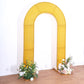 8ft Gold Spandex Fitted U-Shaped Wedding Arch Cover With Shimmer Tinsel Finish, Double-Sided Open Arch Backdrop Slipcover