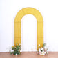8ft Gold Spandex Fitted U-Shaped Wedding Arch Cover With Shimmer Tinsel Finish, Double-Sided Open Arch Backdrop Slipcover