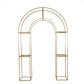 7.5ft Gold 3D Metal Wedding Arch Backdrop Stand with Round Top, Heavy-Duty Floral Balloon Frame for Elegant Parties