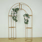 7.5ft Gold 3D Metal Wedding Arch Backdrop Stand with Round Top, Heavy-Duty Floral Balloon Frame for Elegant Parties