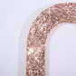 Rose gold sequin wedding arch cover with a U-shaped design.
