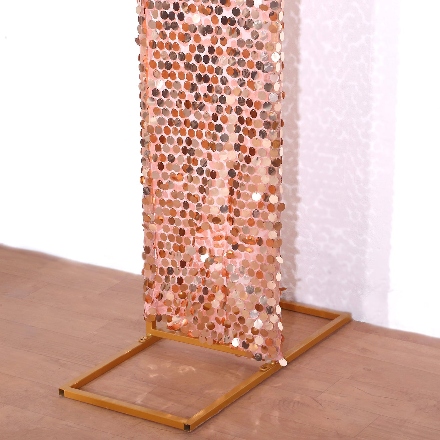 Rose gold double-sided sequin wedding arch cover backdrop.
