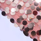 Rose gold sequin wedding arch cover with double-sided payette design.