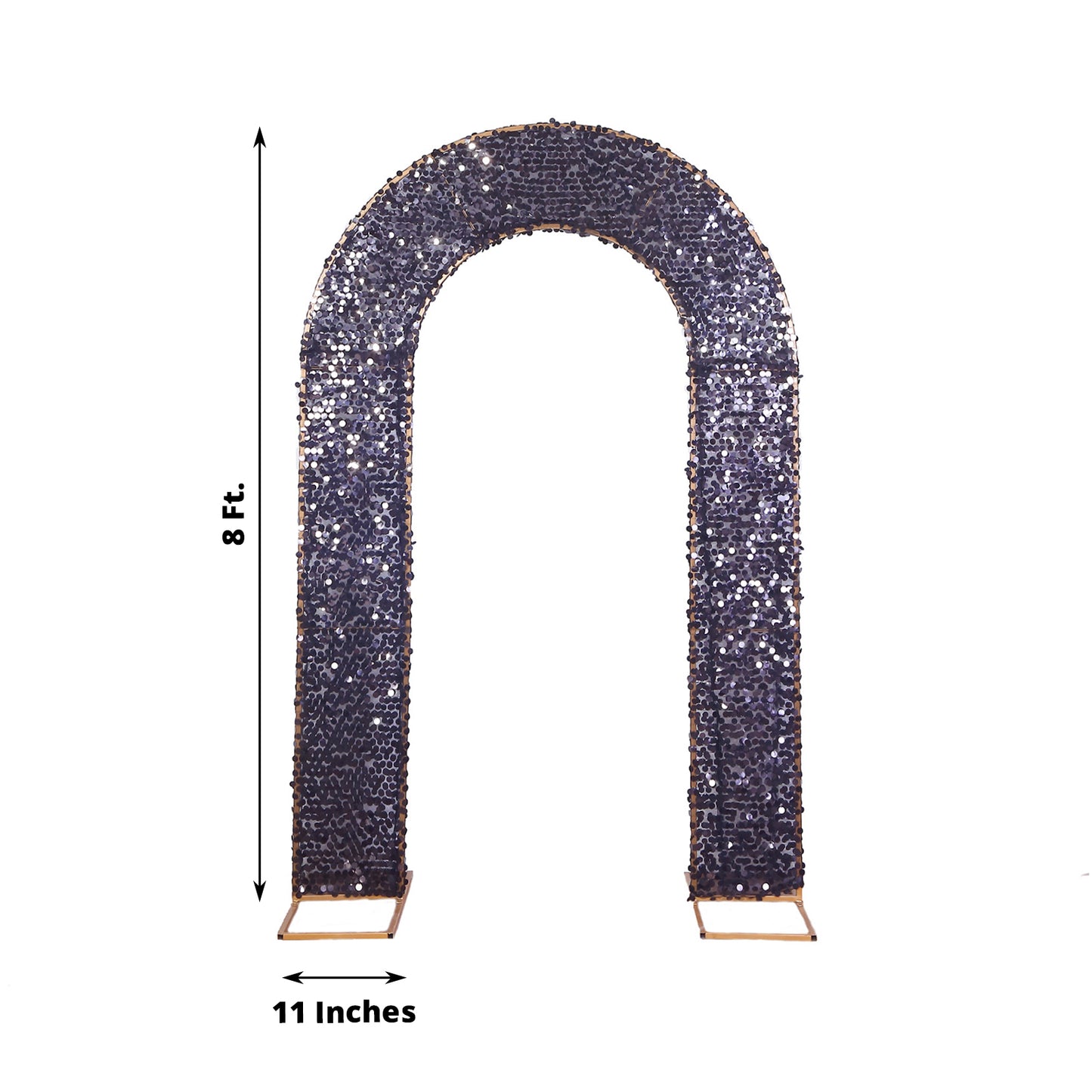 8ft black double-sided sequin wedding arch cover, U-shaped backdrop.