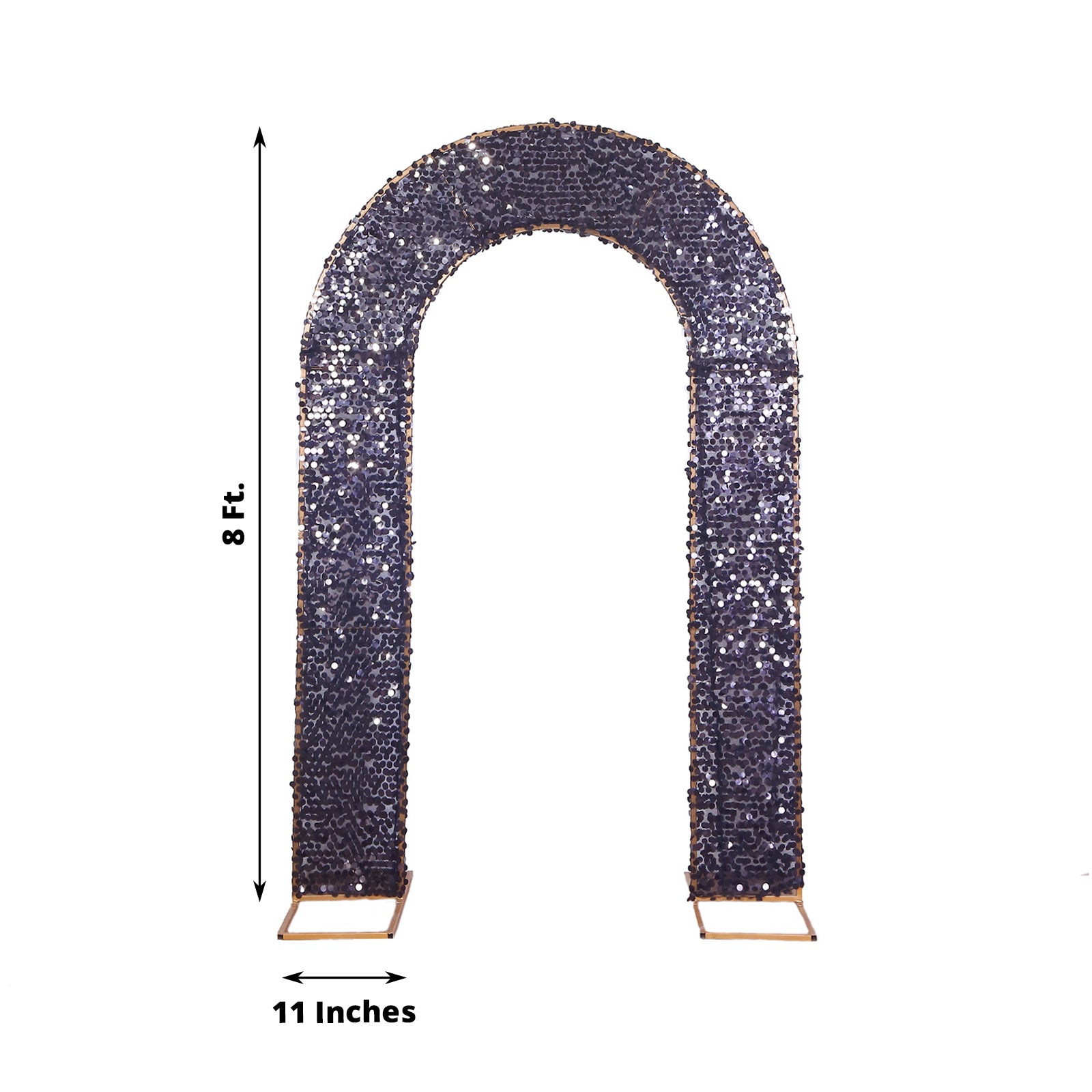 8ft black double-sided sequin wedding arch cover, U-shaped backdrop.