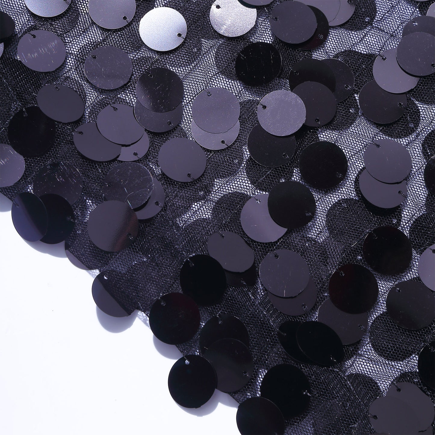 Black sequin wedding arch cover with double-sided design.