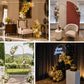 Gold ceremony arbor frame designed to support floral arrangements, drapery, and balloon garlands