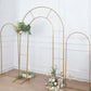 8ft Tall Gold Metal Round Top Double Arch Wedding Arbor Ceremony Stand, Flower Balloon Frame Backdrop Stand