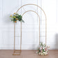 8ft Tall Gold Metal Round Top Double Arch Wedding Arbor Ceremony Stand, Flower Balloon Frame Backdrop Stand