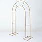 8ft Tall Gold Metal Round Top Double Arch Wedding Arbor Ceremony Stand, Flower Balloon Frame Backdrop Stand